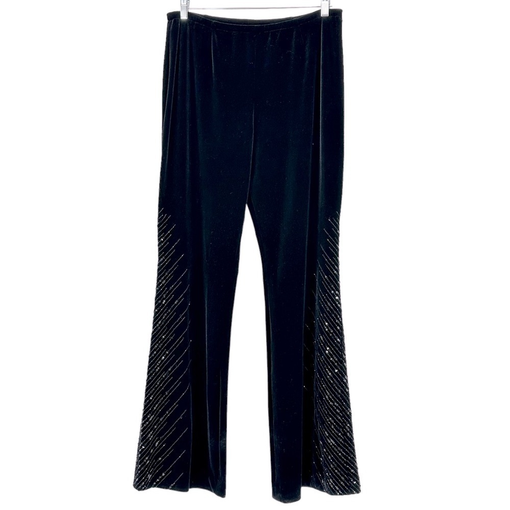 Adrianna Papell Evening Essentials Stretch Velvet Pull On Flare Leg Pant Size 14
